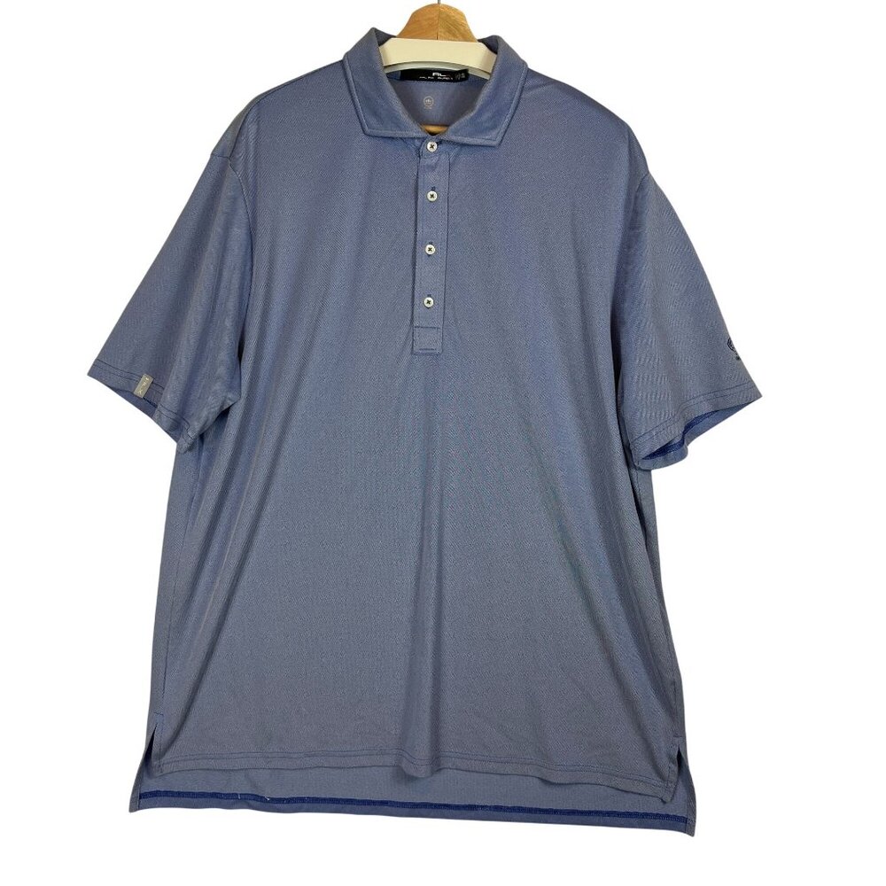 Ralph Lauren RLX Mens XXL Blue Short Sleeve Polo Shirt Moisture-Wicking